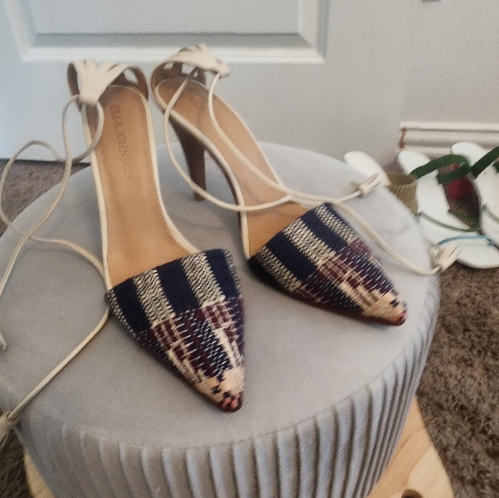 Ulla Johnson Tweed Pattern Tassel Accents Pumps